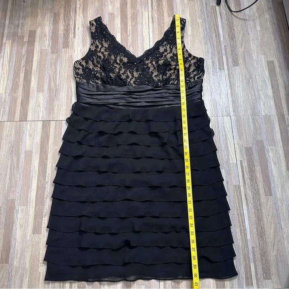 Elegant Black Lace & Chiffone Ruffle Women's Cocktail Dress Plus Size 18W - Picture 4 of 15